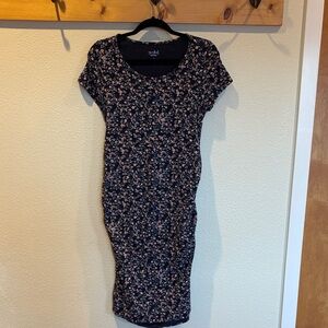 Ingrid & Isabel Navy Floral Midi Maternity Dress